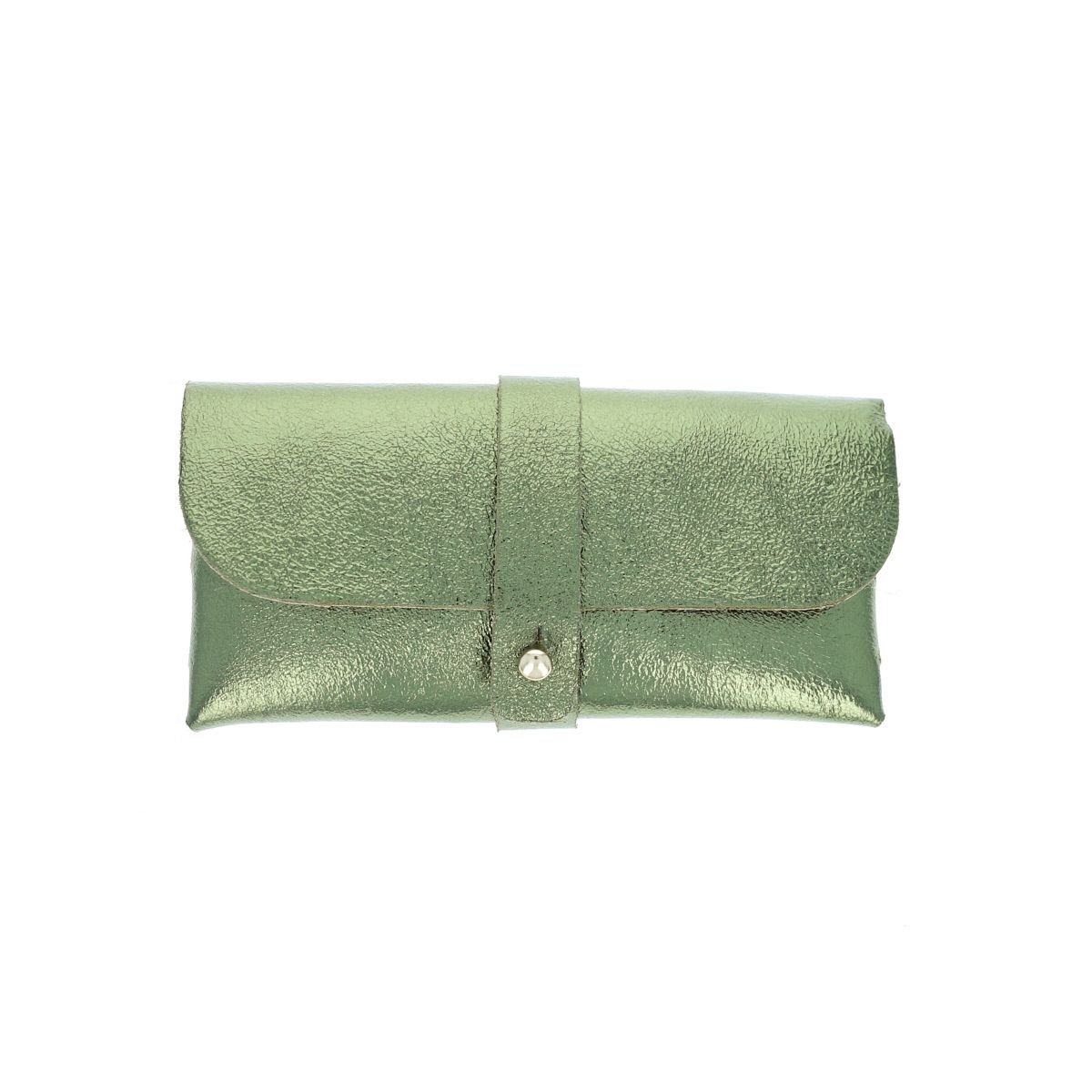Etui à lunettes cuir irisé vert olive Maison Suzanne
