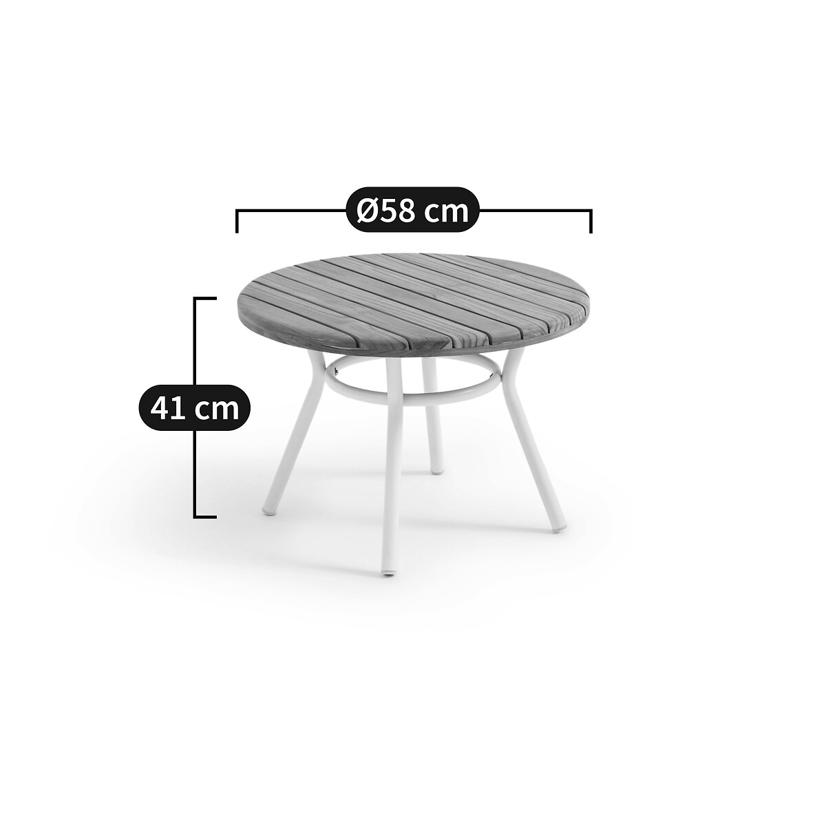 LA REDOUTE INTERIEURS<br>Mesa baixa para jardim alumínio/teca maciça Chassagne