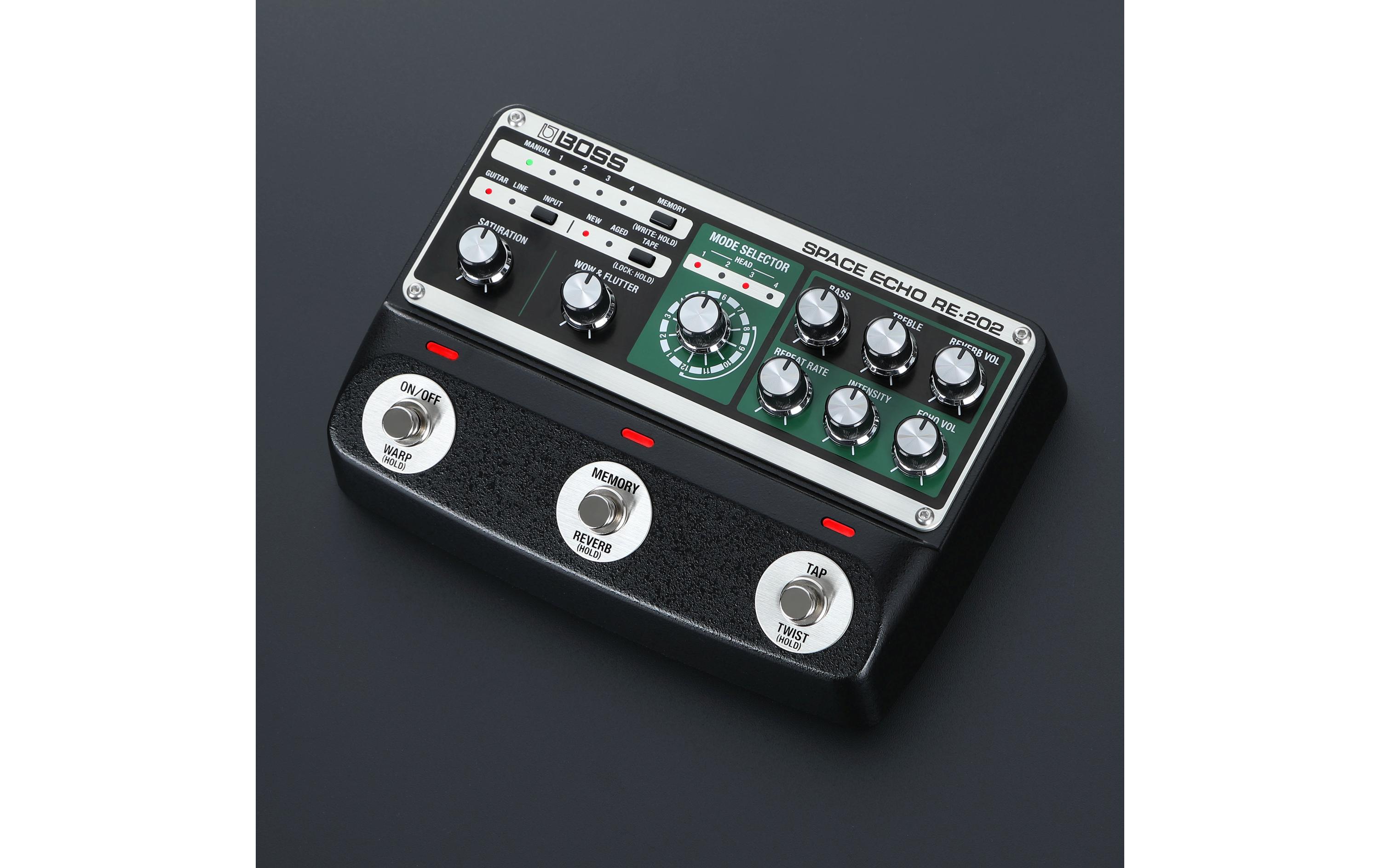 Pedal RE-202 Space Echo<br>Digitale Nachbildung des legendären RE-201 Space Echo Effektgeräts im Pedal-Format mit einer Vielzahl neuer Funktionen