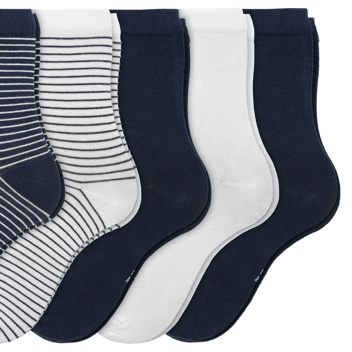 Topolino 5 Paar Mädchen Socken mit Bio-Baumwolle dunkelblau / weiss
