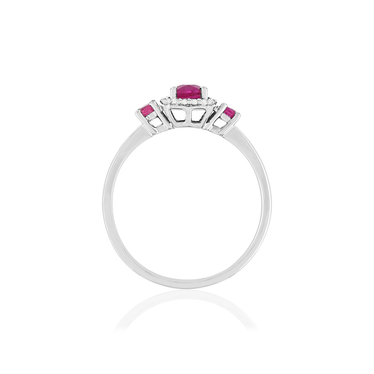 Bague or blanc 750 rubis diamants