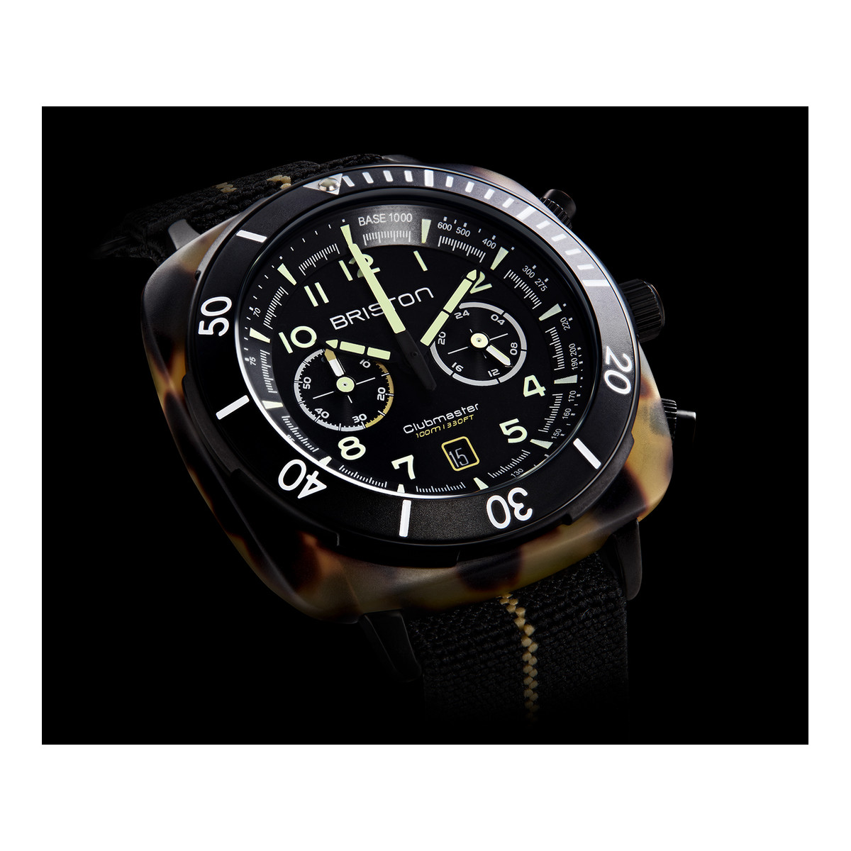 Montre BRISTON clubmaster outdoor homme bracelet tissu vert kaki