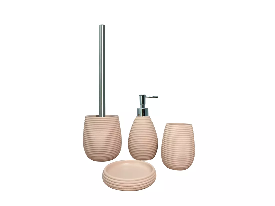Set 4 accessoires salle de bain rose - SARA