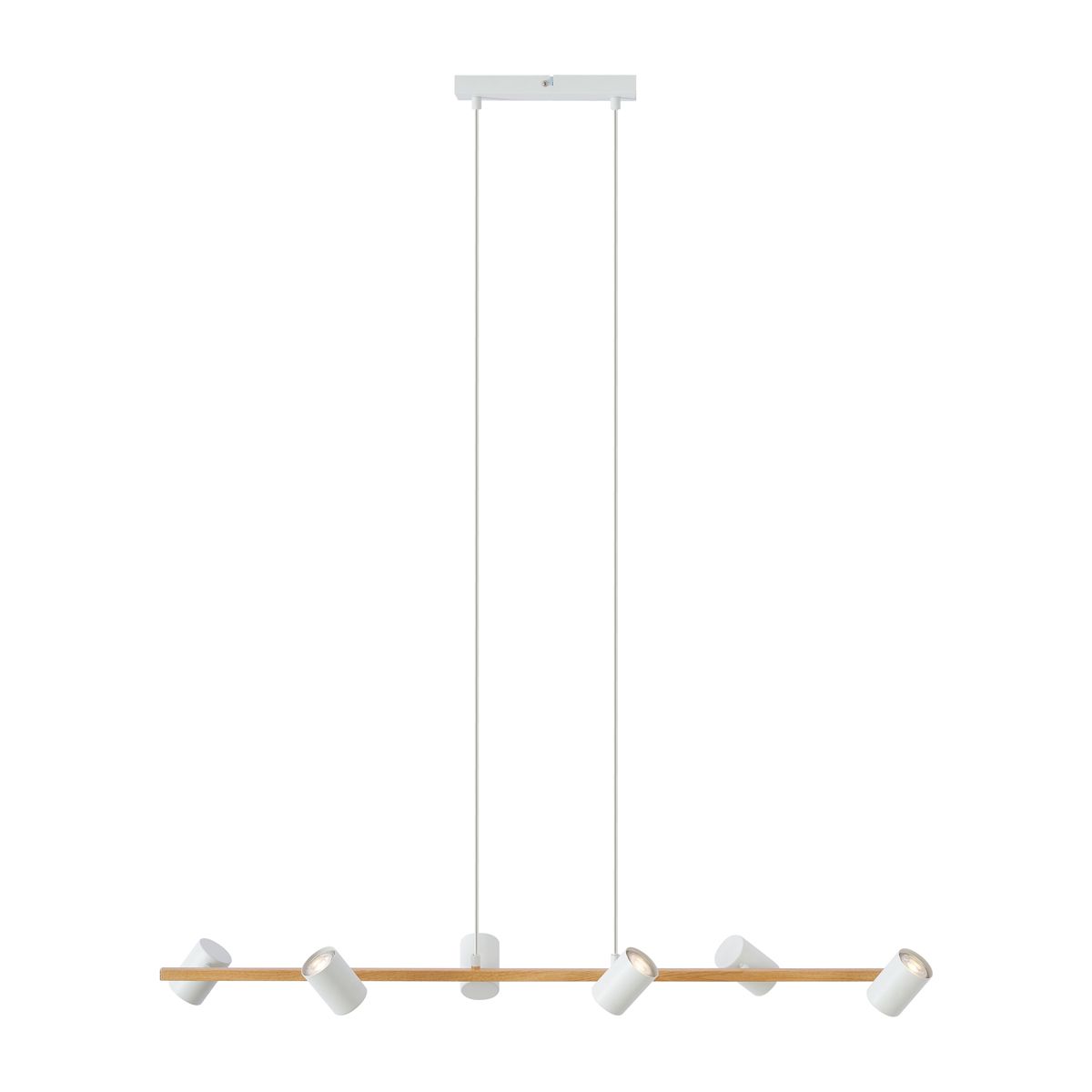 Moderne hanglamp hout print met wit 6-lichts - Jeana Straight