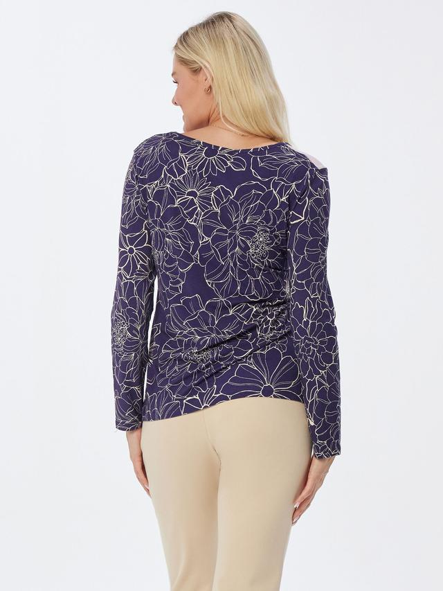 Shirt Elegance mit Blumen-Streifen-Design