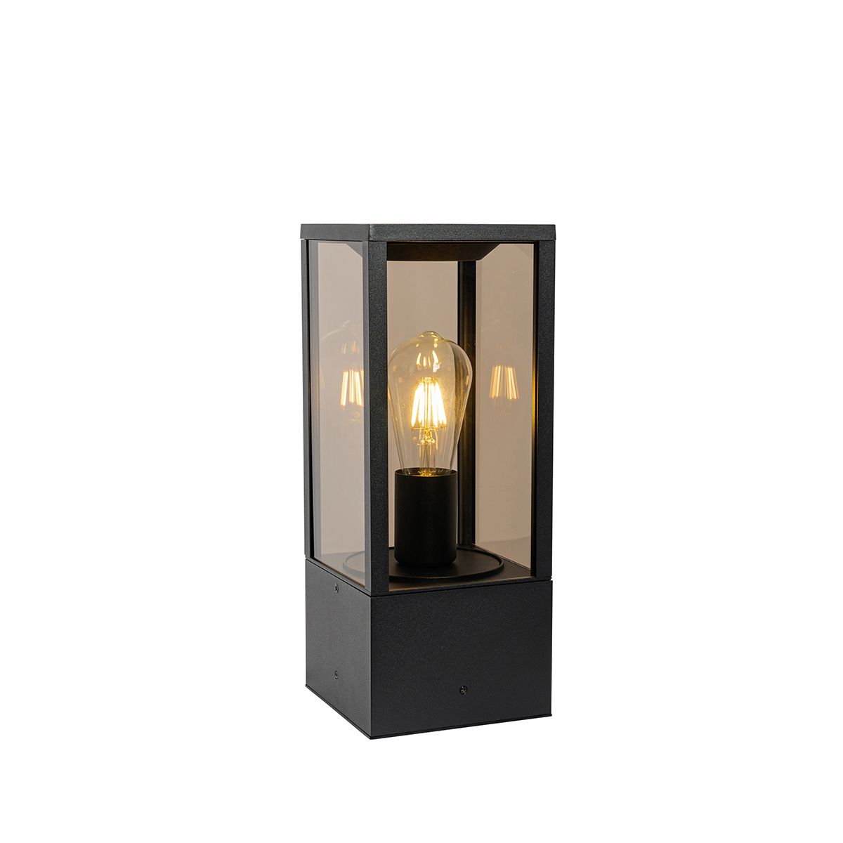 Buitenlamp zwart met smoke glas met grondpin en kabelmof 40cm IP44 - Charlois