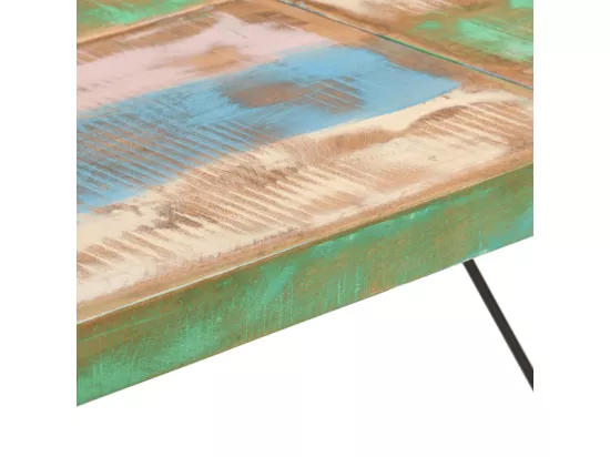 Table de bar 150x70x107 cm bois massif de récupération et fer