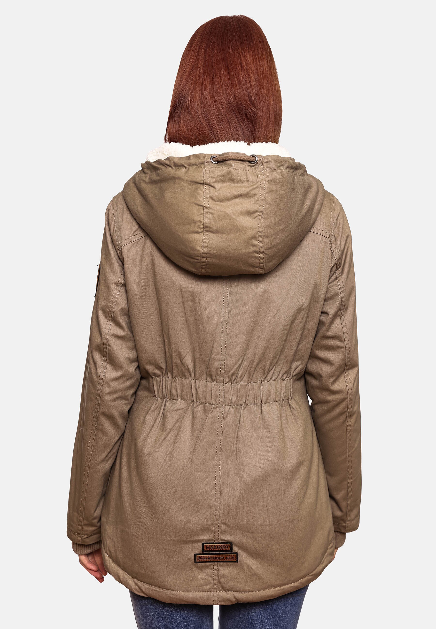 MARIKOO Damen Winterjacke Outdoor Baumwolljacke mit Kapuze Bikoo