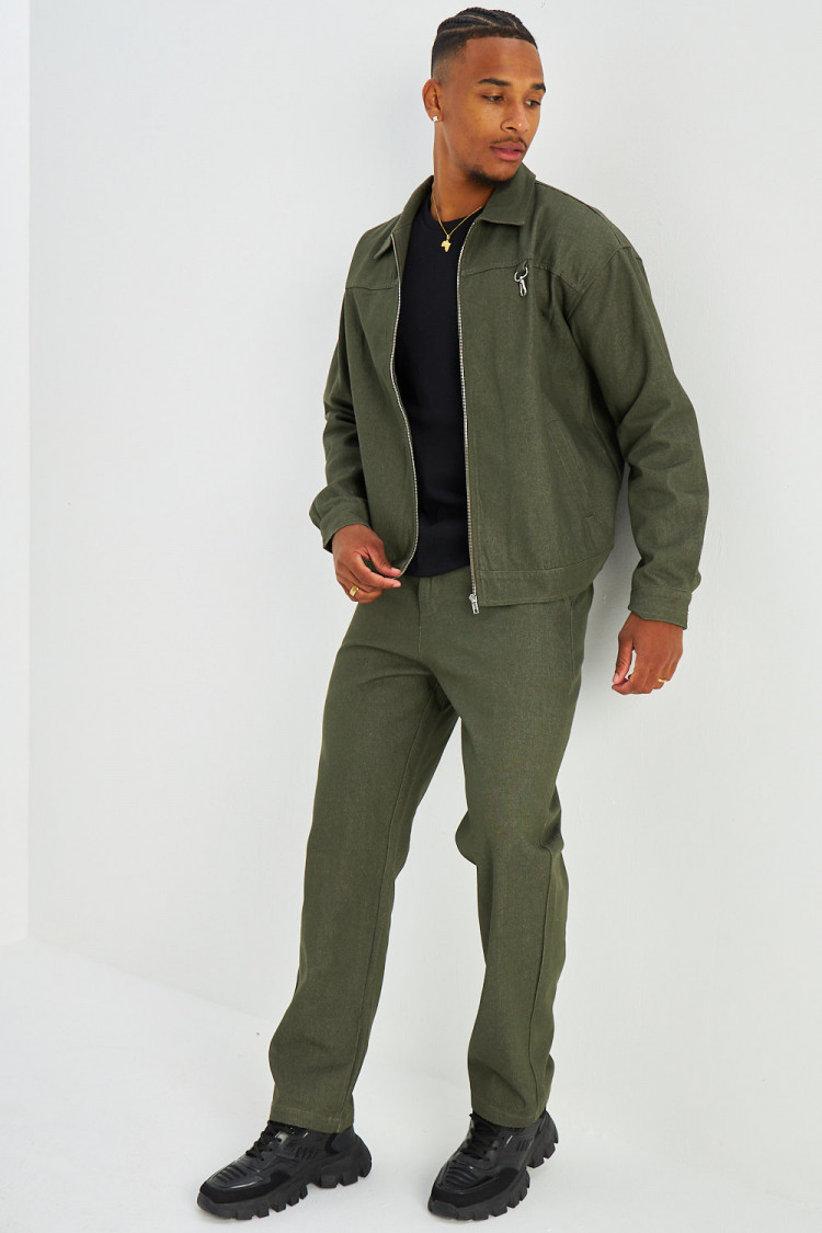 Ensemble 2 pièces veste zippé + pantalon kaki