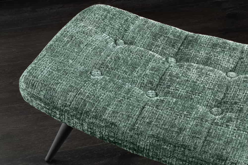 Moderner Hocker SCANDINAVIA grün Chenille Cremona Metallbeine Fußhocker