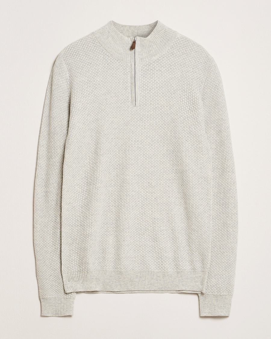 Stenströms Knitted Textured Half-Zip Grey