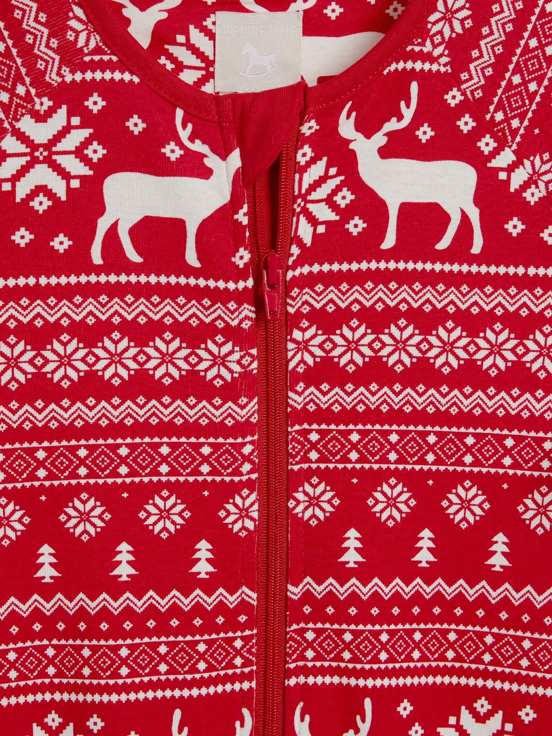 Rood - The Little Tailor Kids Rendier kerstmis fair isle-patroon 100% katoen alles-in-één