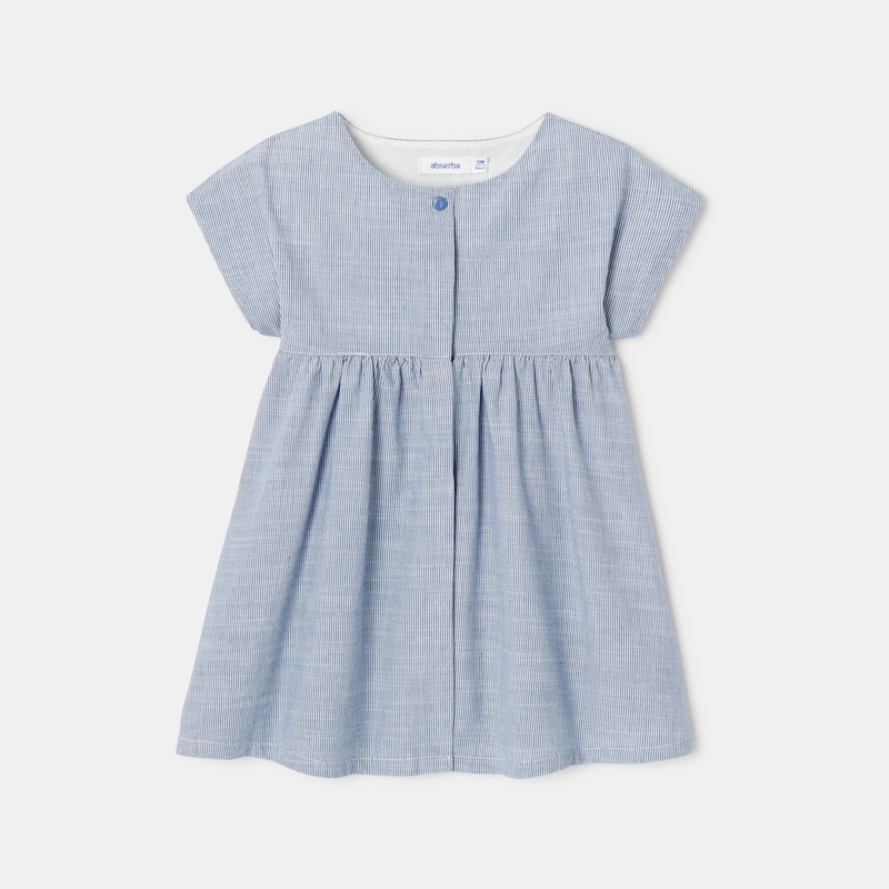 Robe sans manches en coton bio bleue bébé fille Absorba