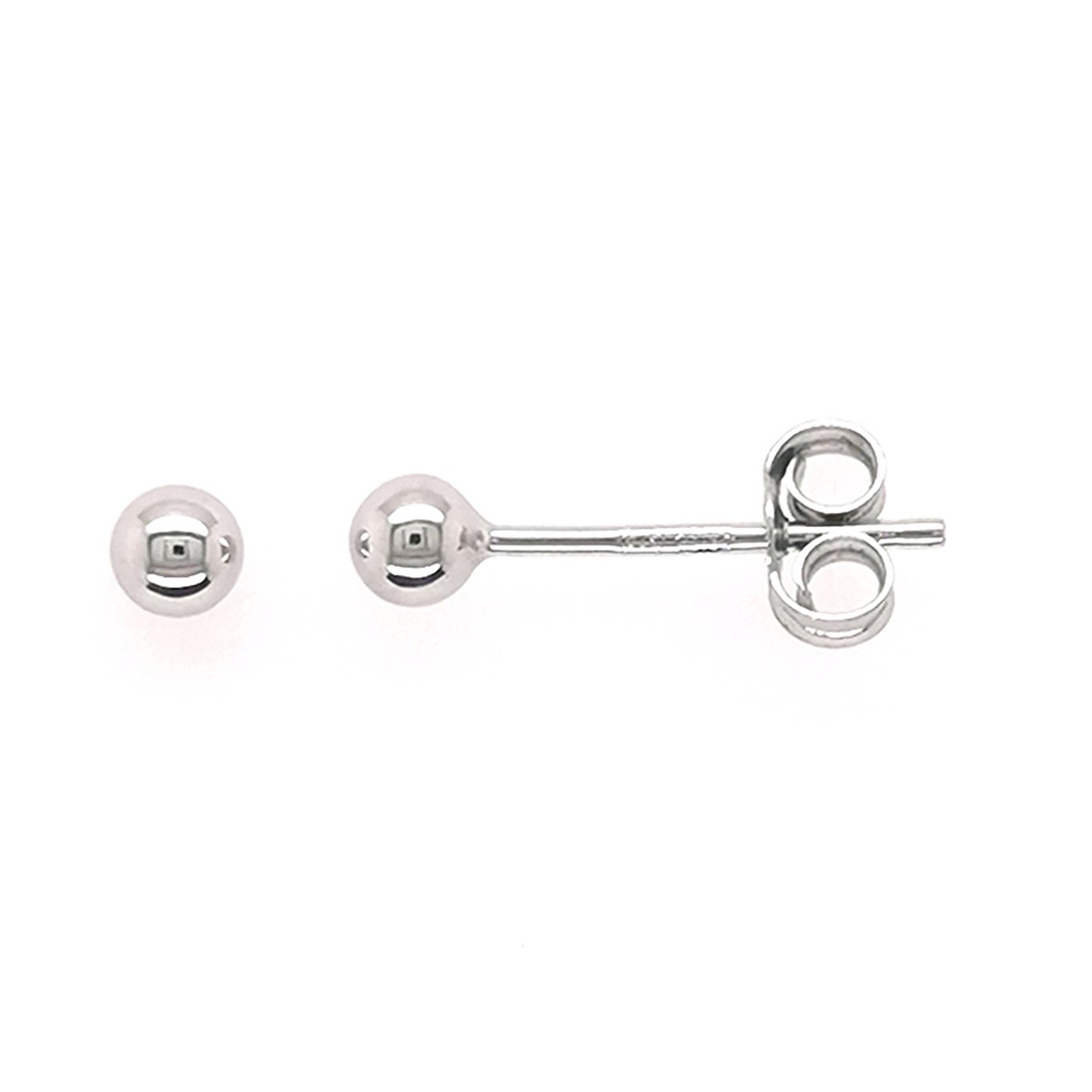 Boucles d'oreilles Boule 3 mm or blanc 9 carats