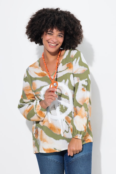 Tunika, A-Linie, Batik-Muster, Peace-Zeichen