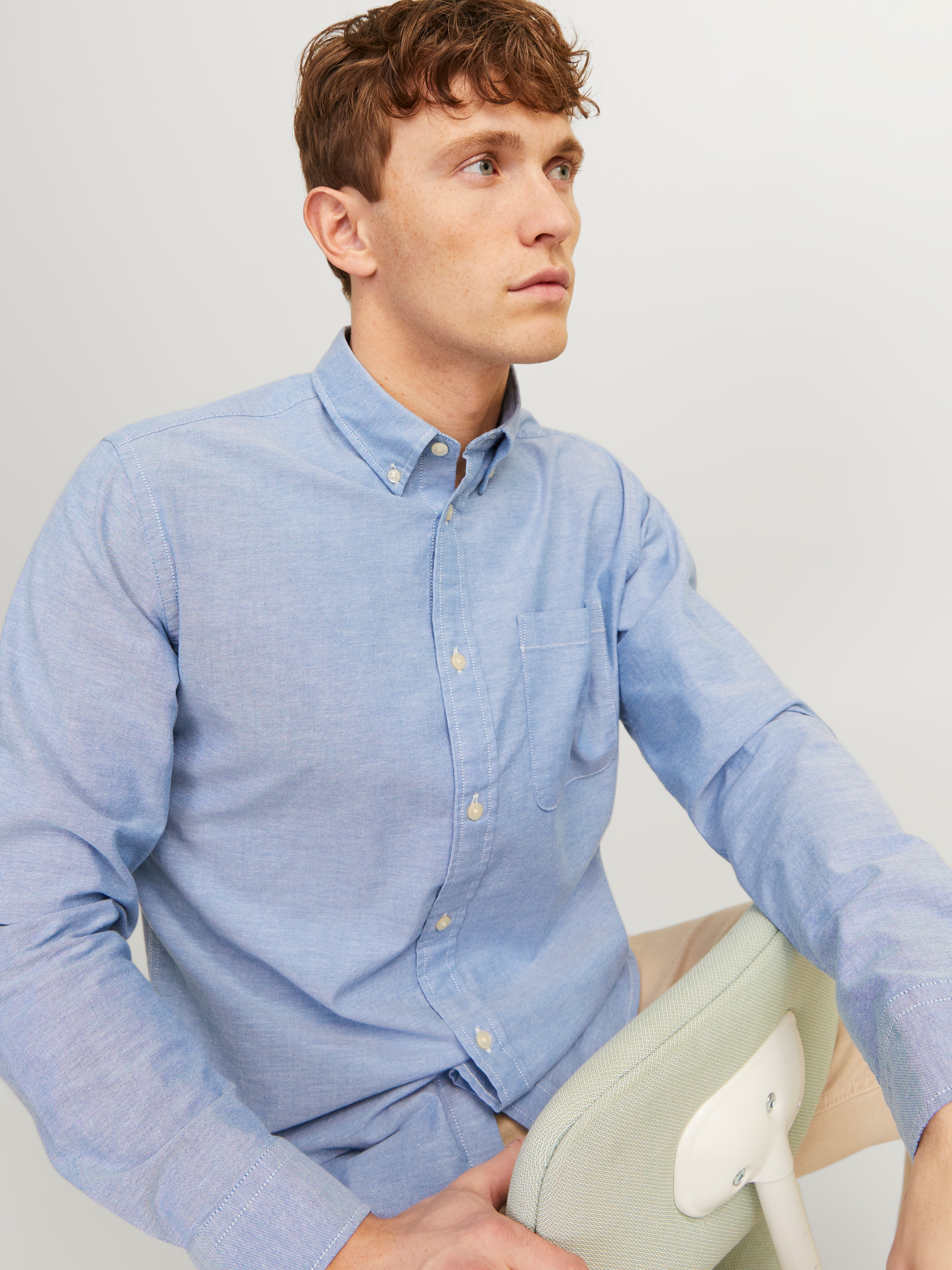 Jack & Jones Langarmhemd »BROOK OXFORD«, mit Button-Down Kragen