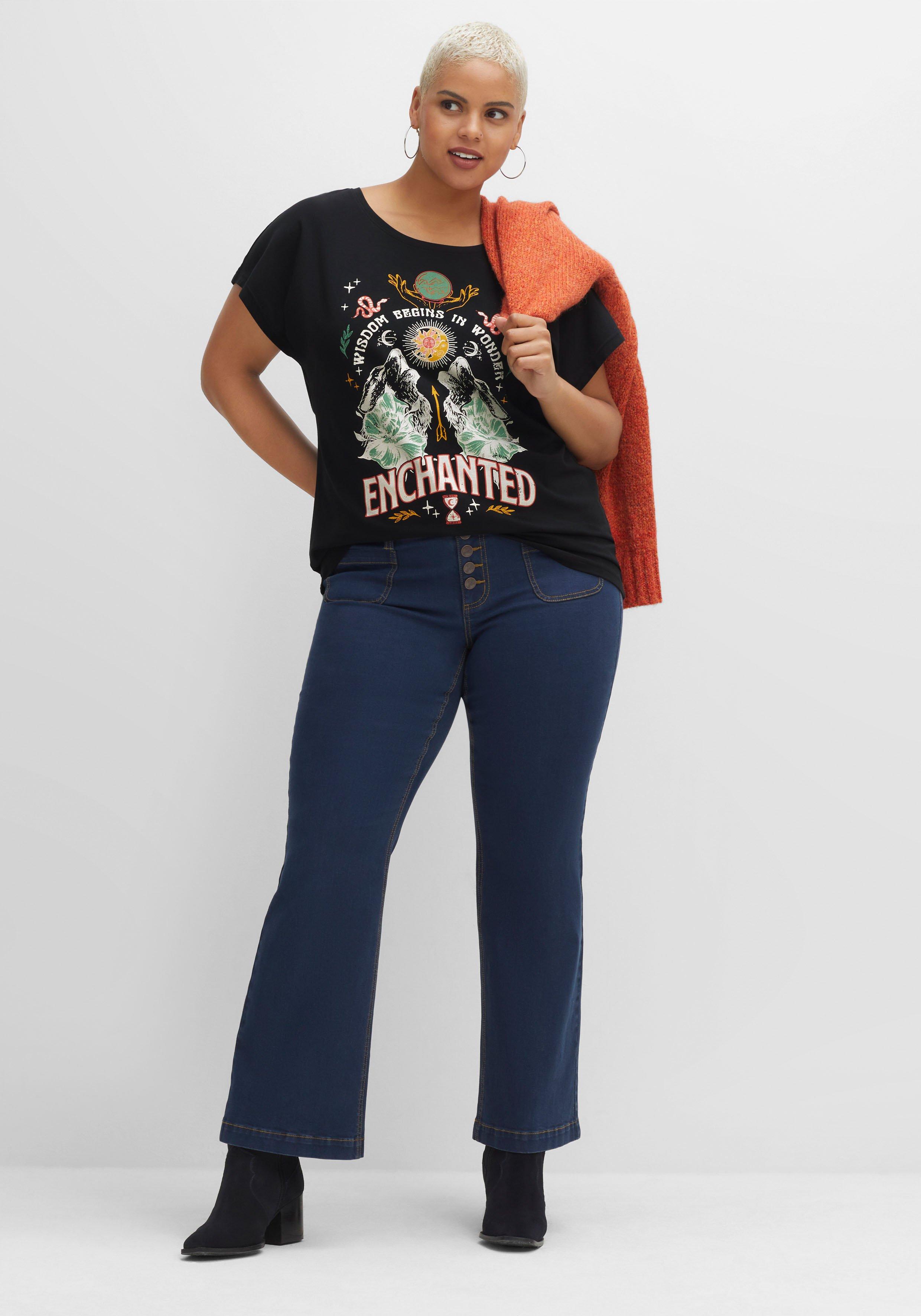 Oversized-Shirt mit Frontdruck, aus elastischem Jersey