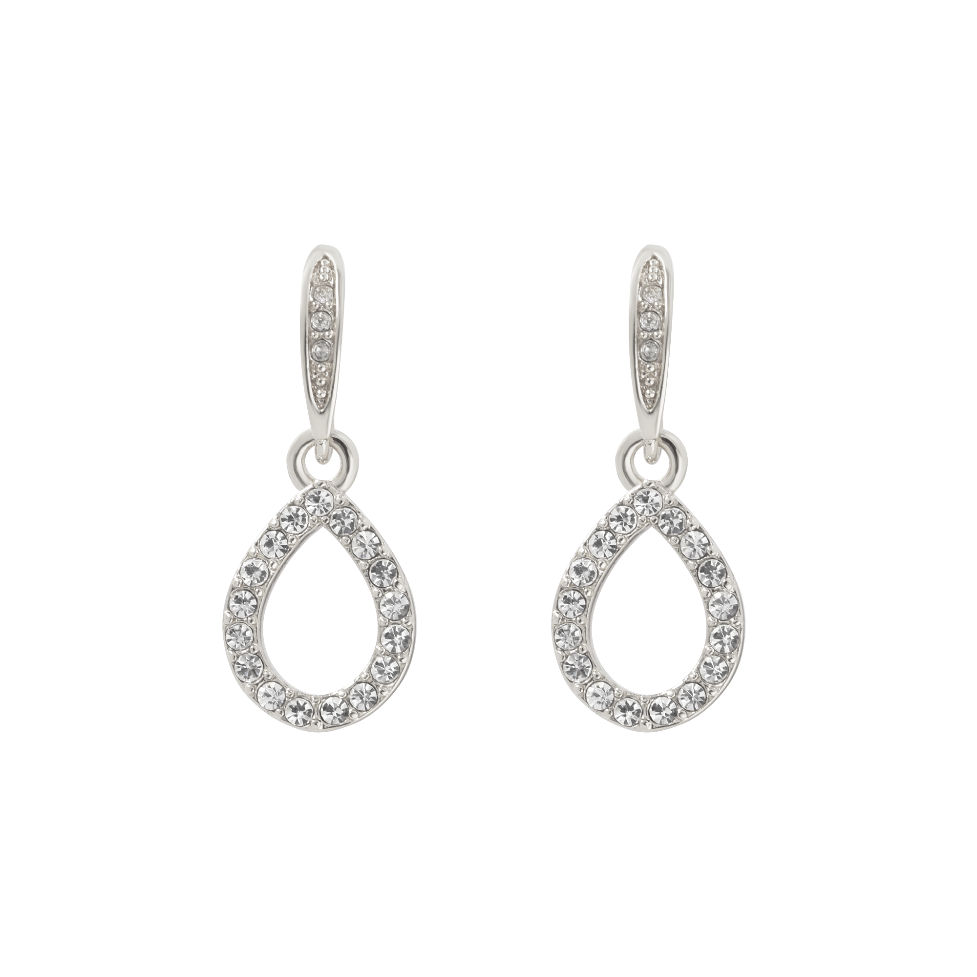 (1 Paar) Damen Ohrringe Ohrhänger mit Strass Stein Teardrop Anhänger - Silber