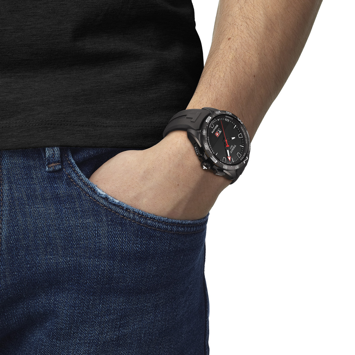 Montre Tissot homme titane bracelet caoutchouc noir