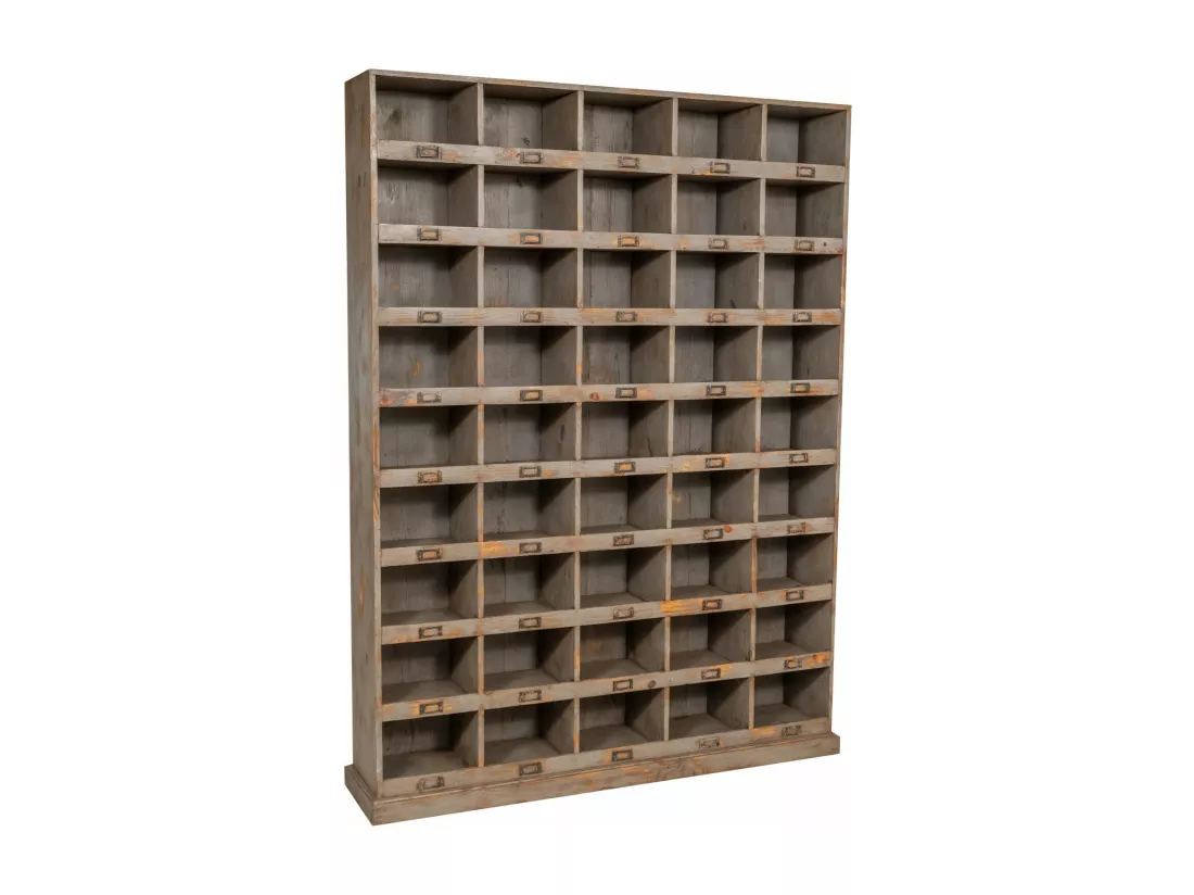 BISCOTTINI Armoire - Chêne massif finition antique - Polyvalente - Rangement - Jardin - Salon - Cuisine - Salle à manger - Étagères - Chambre - Buffet - 154x34x205 cm