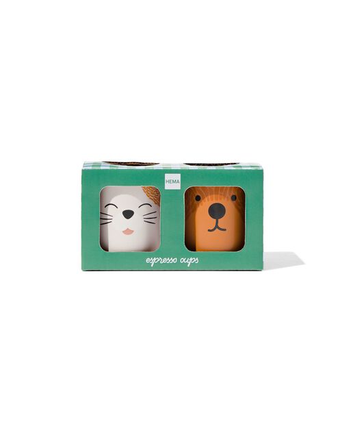 2 petites tasses espresso en céramique chien/chat
