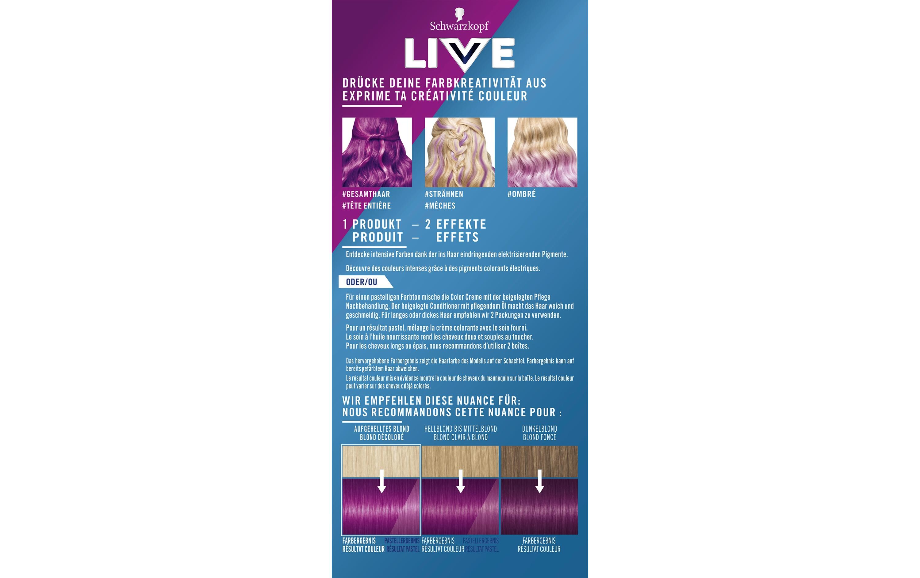 Haarcoloration Ultra Brights 094 Purple PunkIntensive oder pastelle Haarfarbe je nach Wahl