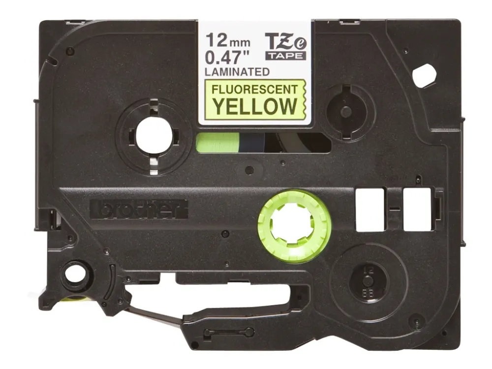 Brother TZe-C31 labeltape - sort på fluorescerende gul 12mm x 5m