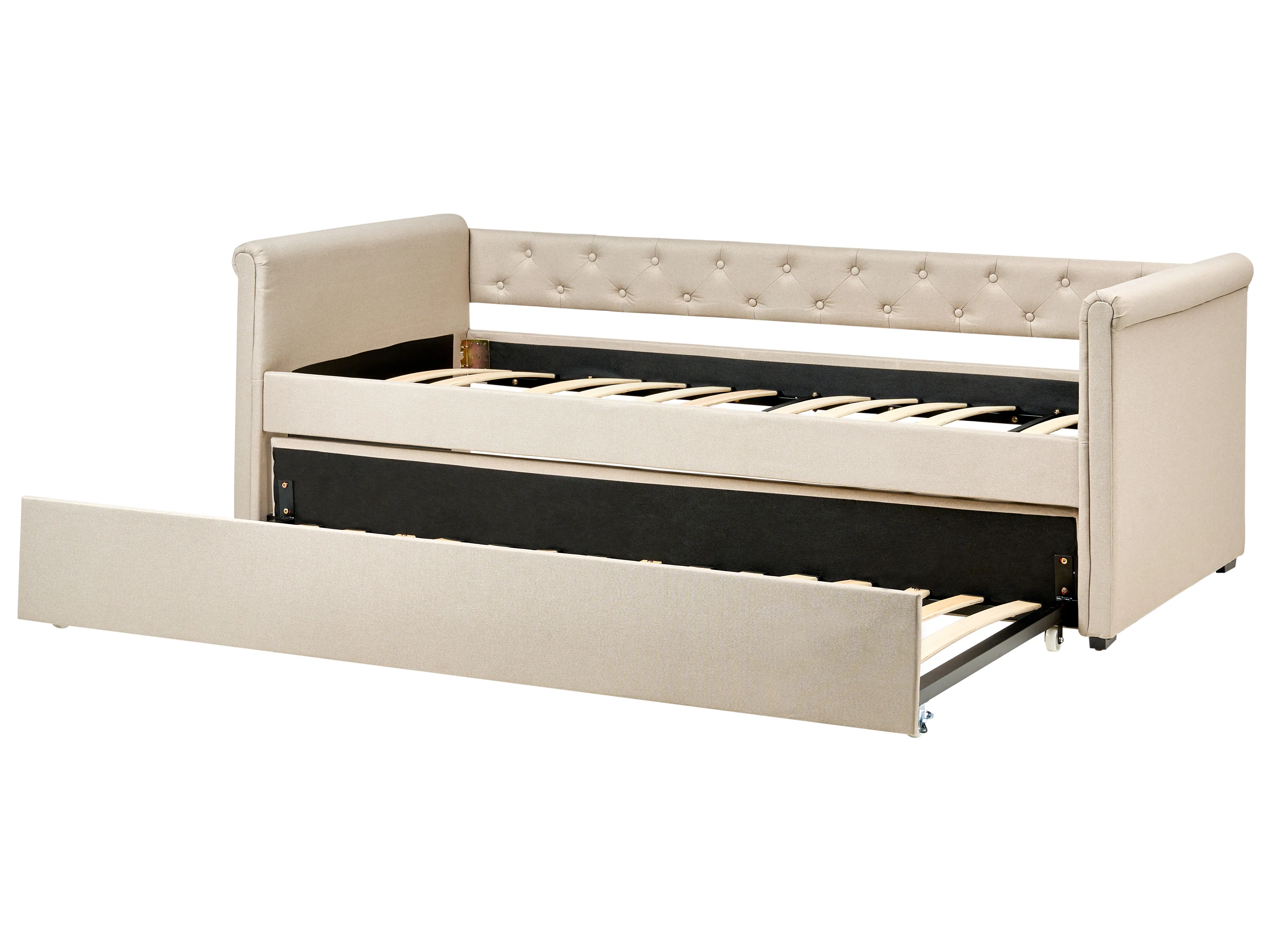 Onderschuifbed Stof LIBOURNE 90 x 200 cm Beige