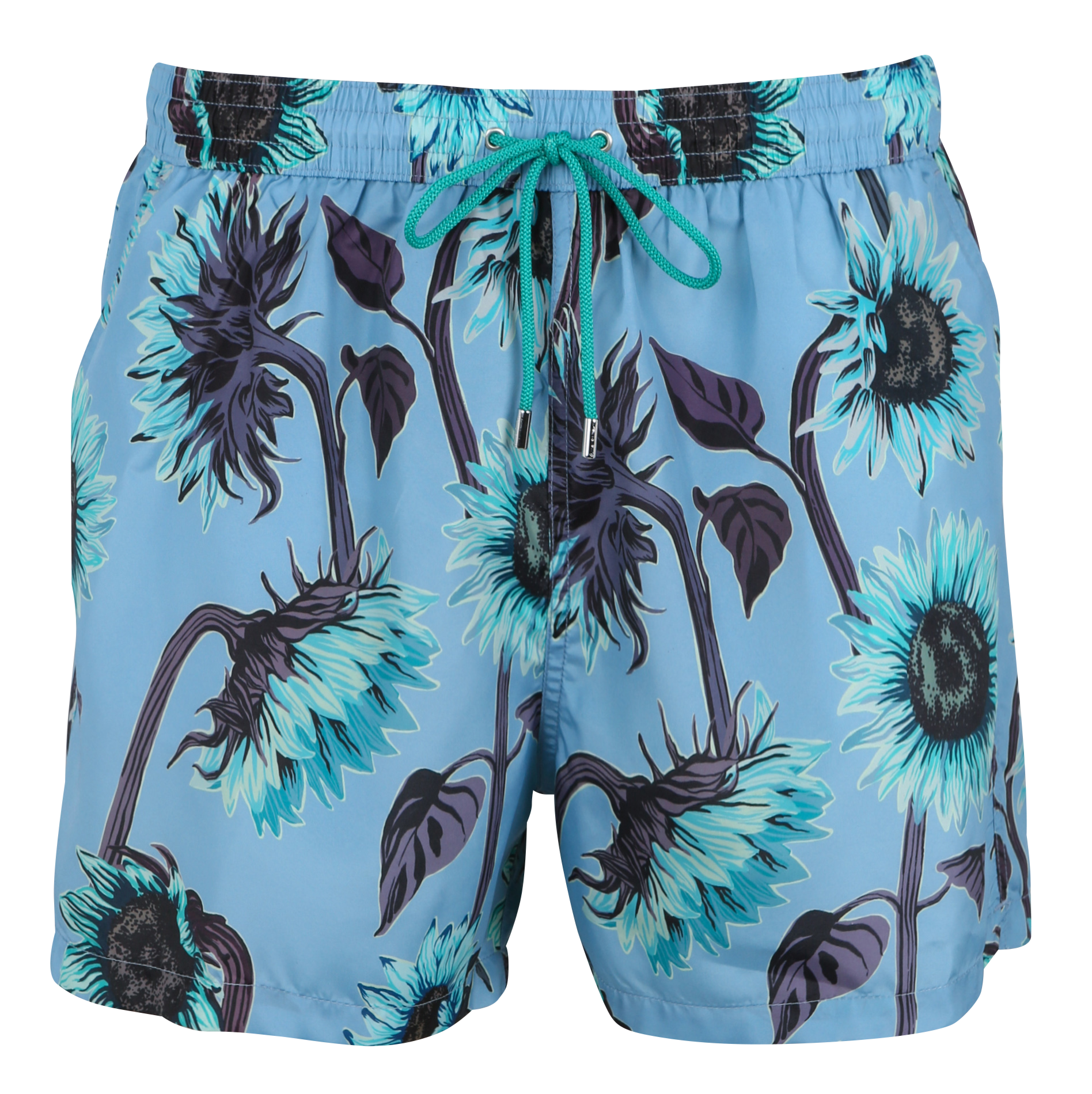 Maillot de bain short imprimé fleuri| Bleu