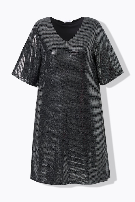 Kleid, A-Linie, Pailletten-Optik, 3/4-Ärmel