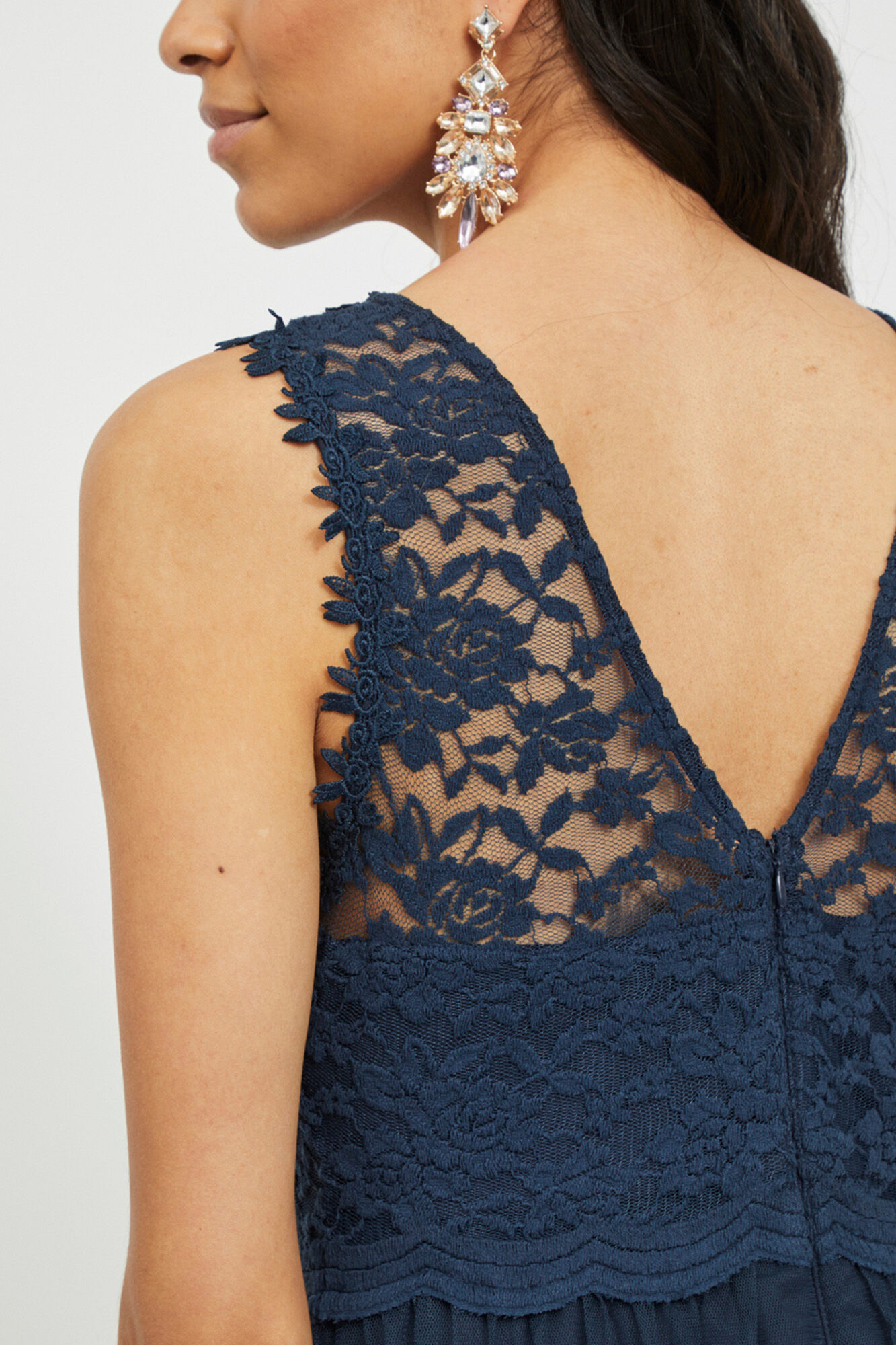 Vestido longo com saia de tule