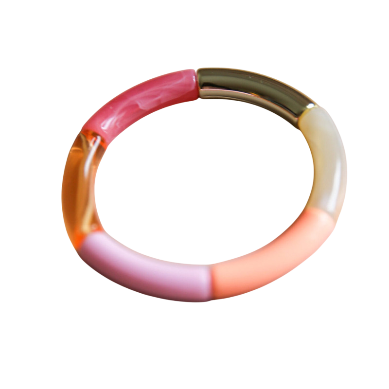 Armband Tube Daisy gold himbeer orange