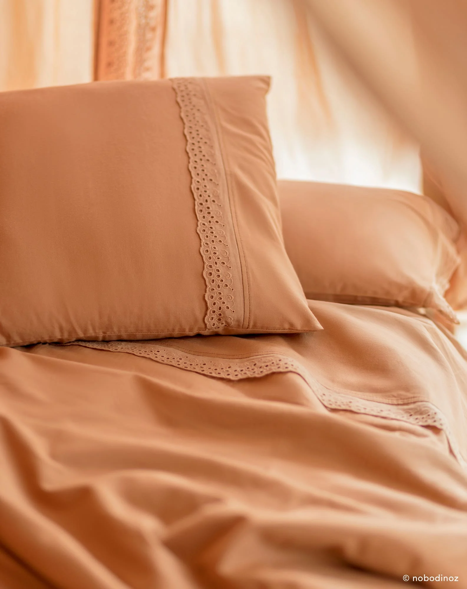 Housse de couette de berceau vera eyelet lace 100x150 | Marron