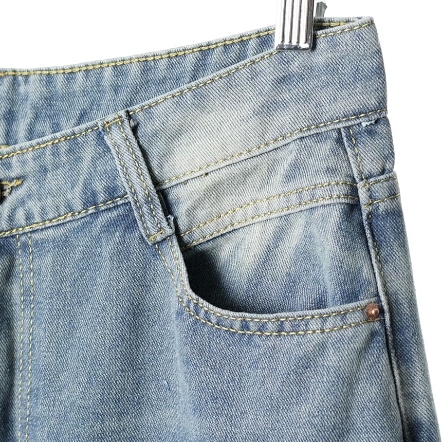 Bolgivy - Mid Rise Washed Wide Leg Jeans