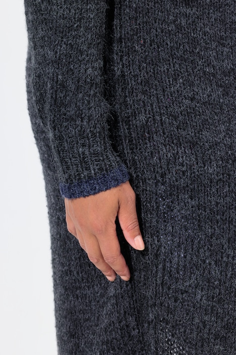 Long-Strickjacke, offene Form, Grobstrick