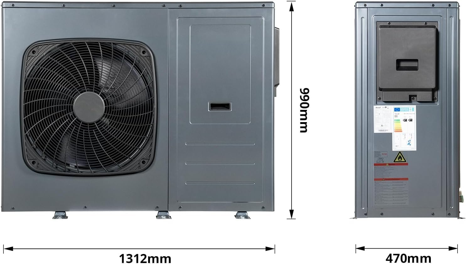 SMETA Monoblock Luft Wärmepumpe Warmwasser R290 12 kW, Einphasig, 3-in-1 Heizung, Kühlung und Warmwasser, WiFi, Einphasig & Förderfähig, A+++