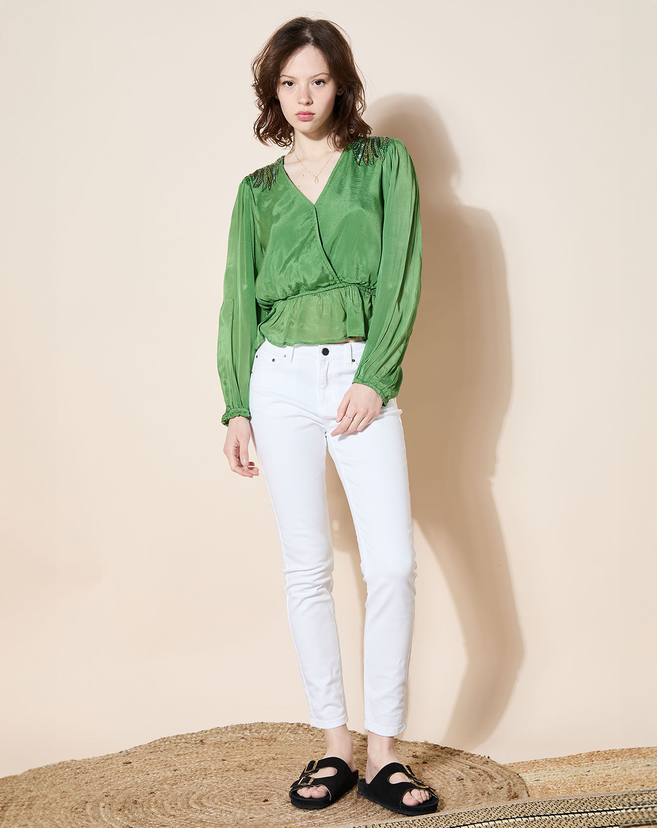 Galeries Lafayette Jean en Coton Bio Lslim blanc