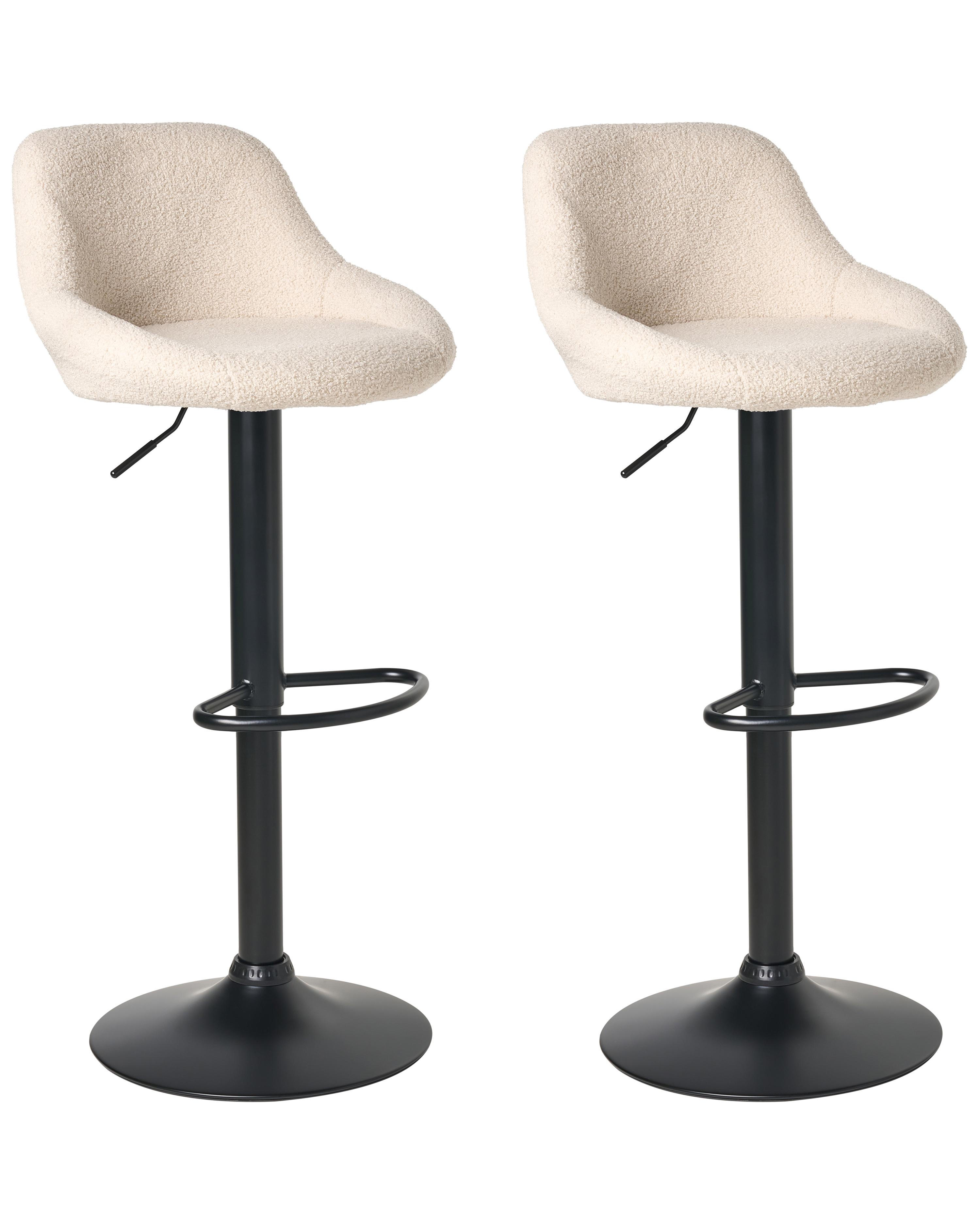 Set van 2 barkrukken MEDULIN Bouclé draaibaar Lichtbeige