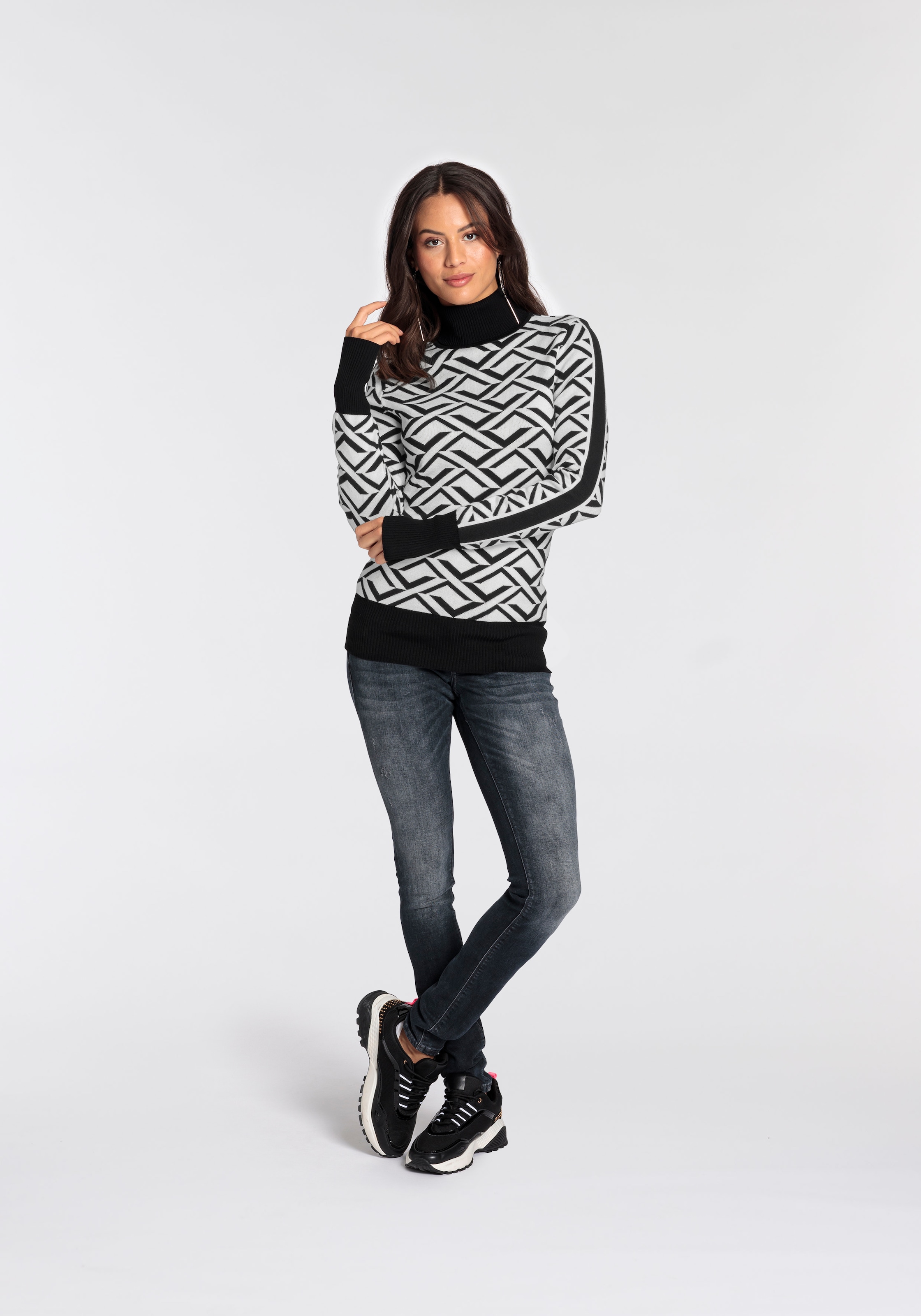 Melrose Rollkragenpullover , mit Jacquard-Muster