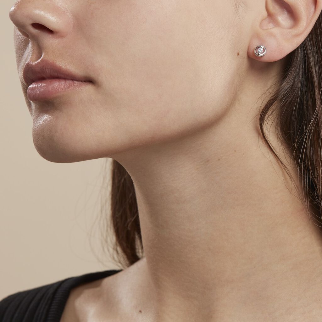 Boucles D'oreilles Puces Anne-andree Argent Blanc Oxyde De Zirconium