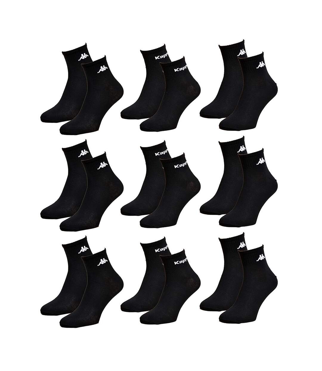 Chaussettes Femme KAPPA Sport, Urbain et confort -Assortiment modèles photos selon arrivages- Pack de 9 Paires Noires