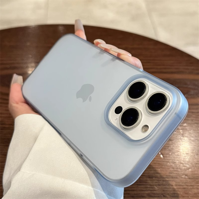 iPhone 16 Gummi Case Hülle Ultra Thin - Blau / Transparent (Matt)