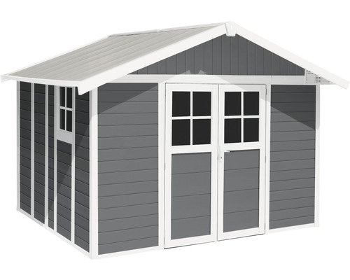 Grosfillex Deco H 11 XL tuinhuis, 369 x 404,5 cm, grijswit