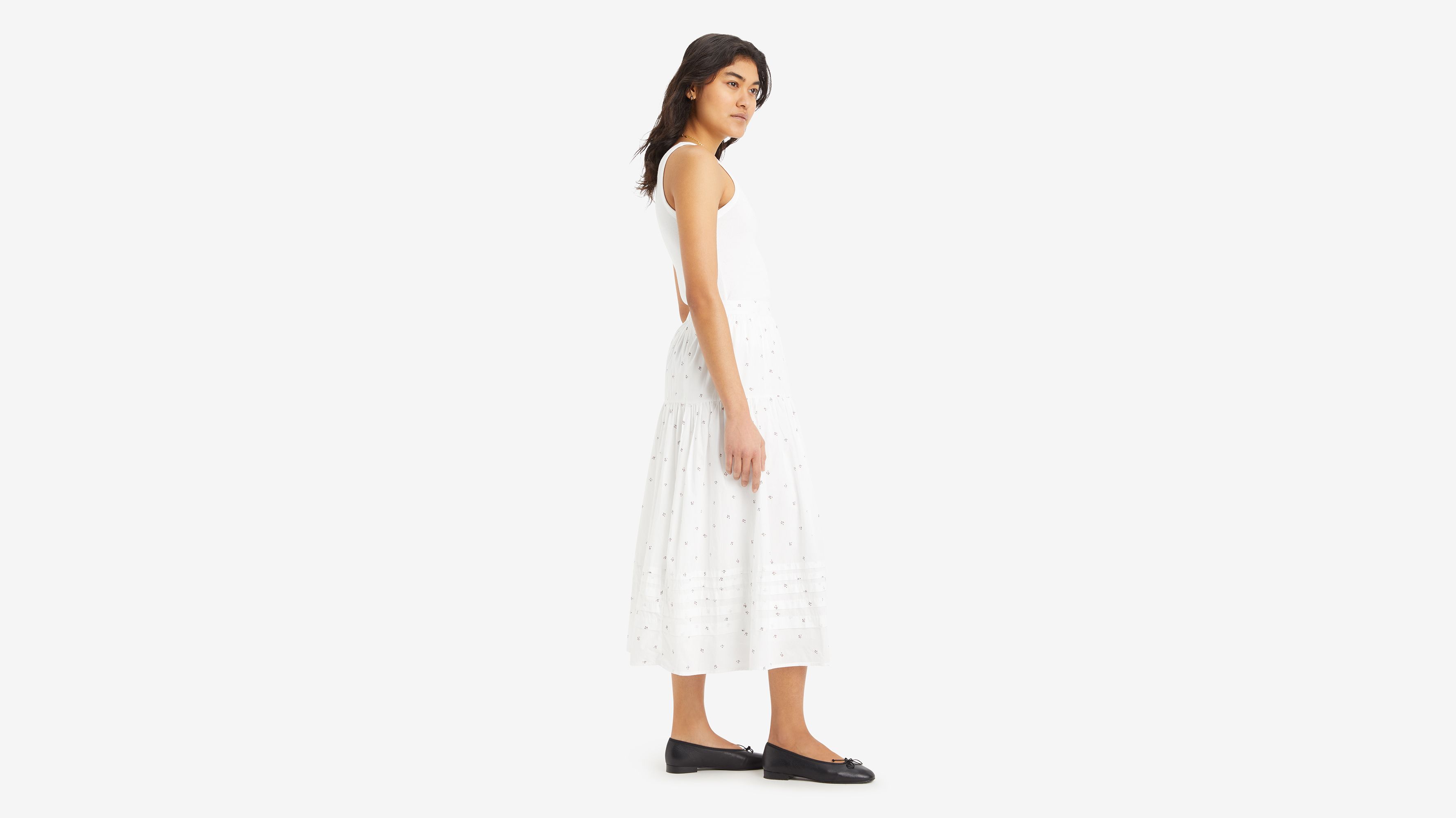 Jupe à basques Becca - Anthea Floral Bright White - Blanc
