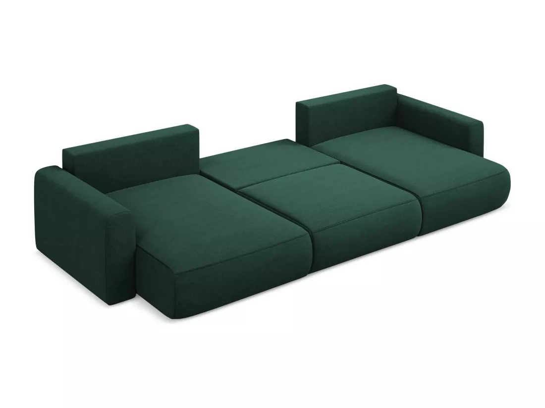 Canapé d'angle panoramique convertible en tissu texturé - bouteille verte - KAPUA