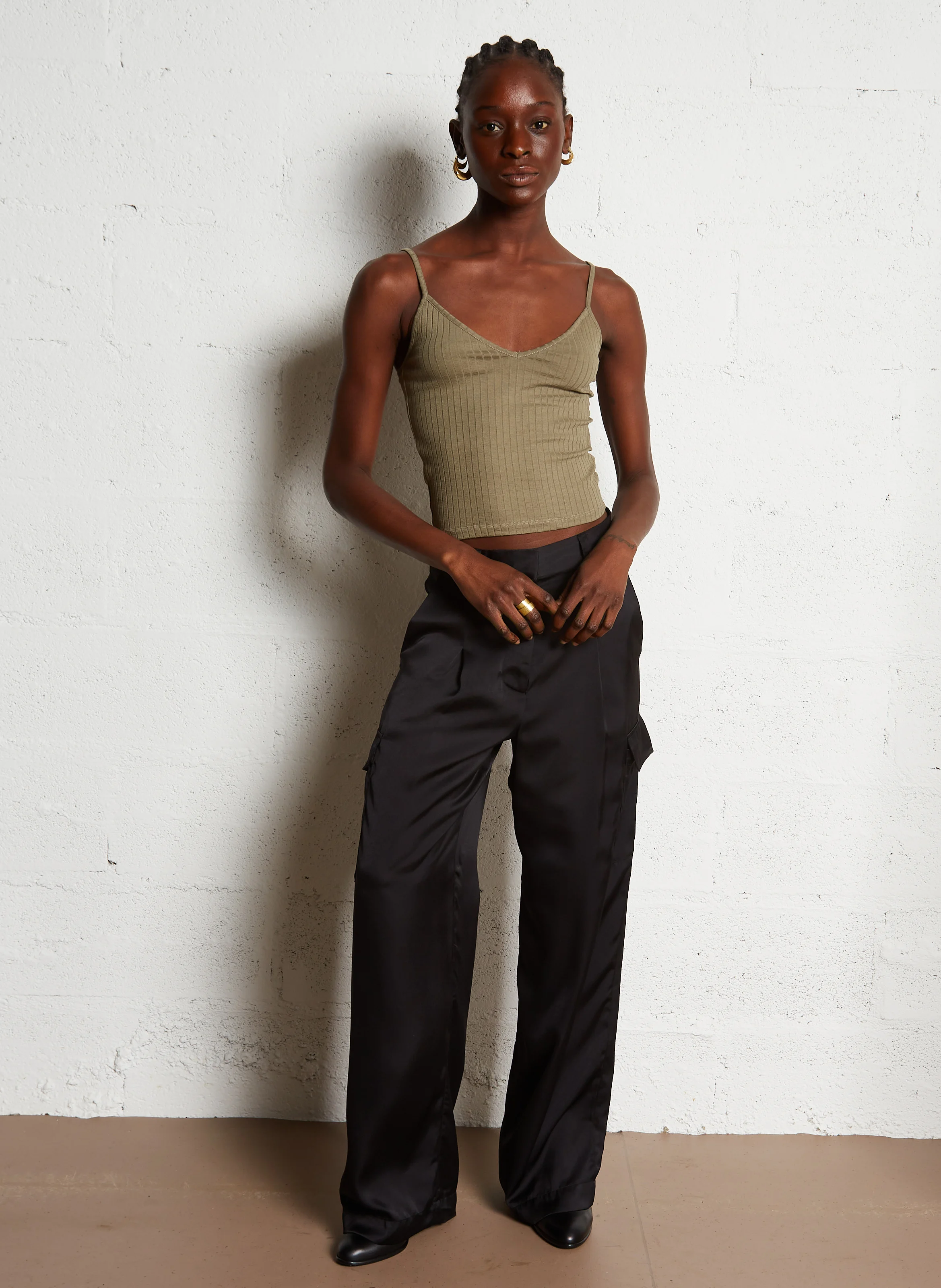 CARY - Pantalon large taille haute | Noir