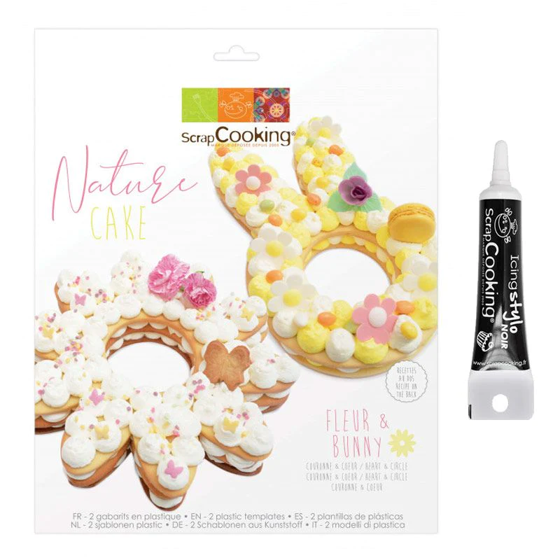 Coffret Nature cake + Stylo de glaçage noir Scrapcooking