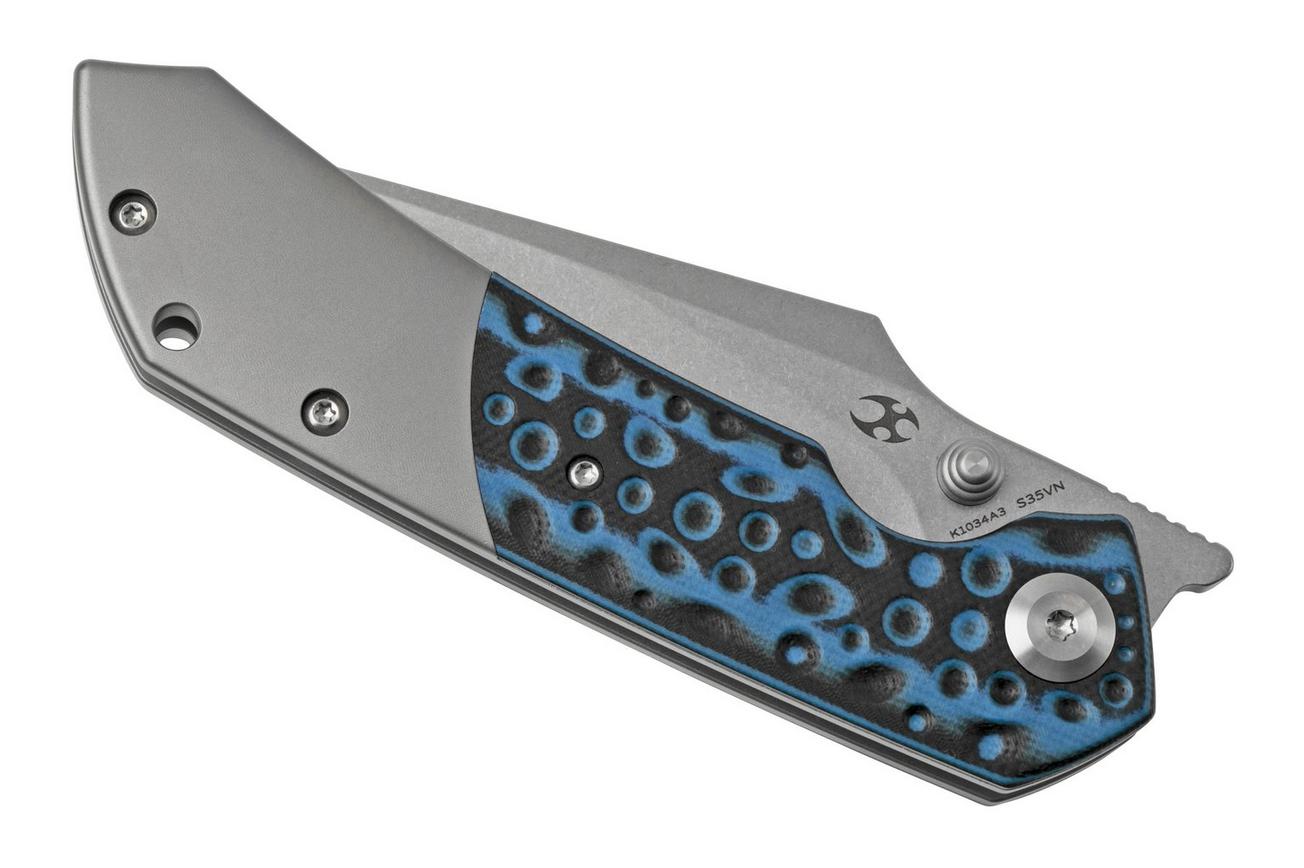 Kansept Fenrir K1034A3 Stonewashed, Black & Blue G10 zakmes, Greg Schob design