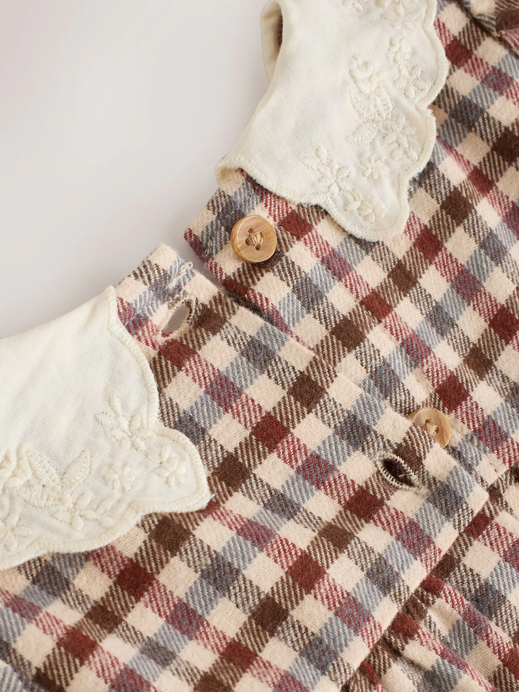 Paarsrood/crème geruit - 2 -delige babyjurk en gilet set (0mnd-2jr)