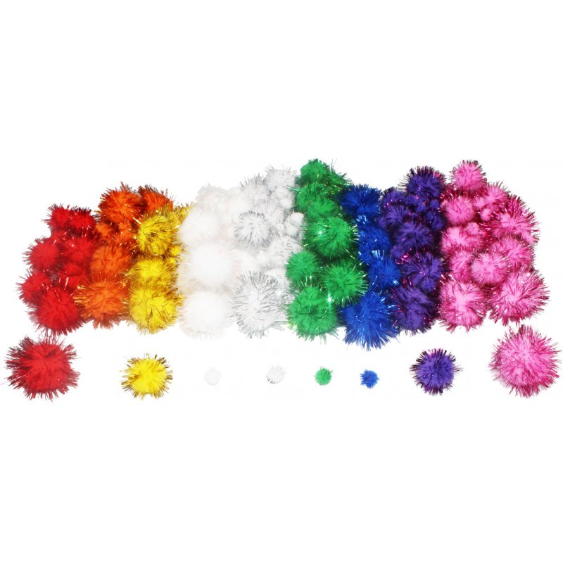 Pompons sodertex metallises polypropylene 200 pcs 3       tailles 9 coloris